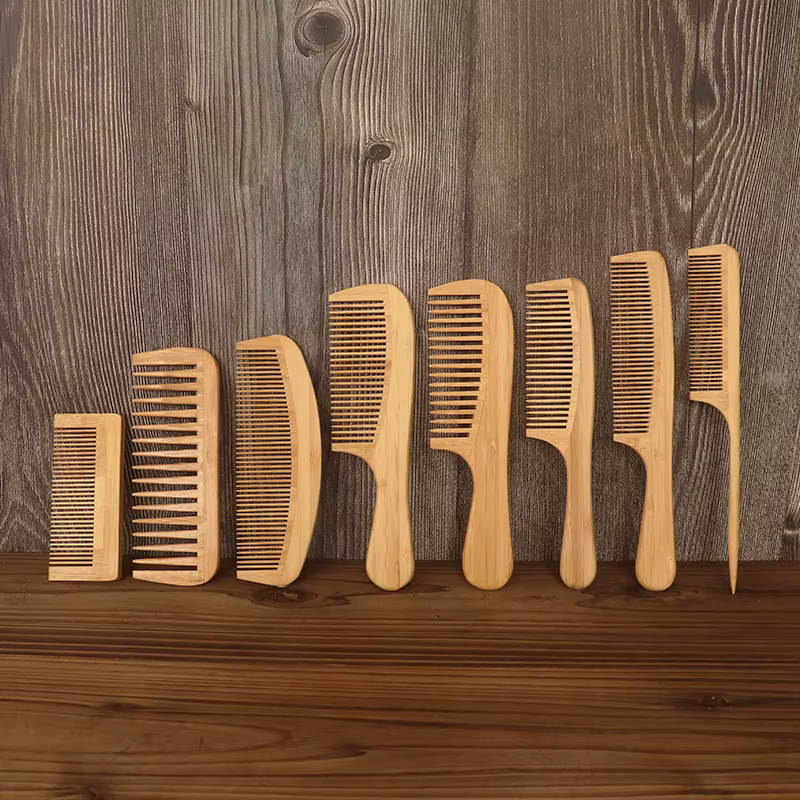 1 peigne en bambou naturel et bois, cheveux lisses, massage antistatique du cuir chevelu, peigne en 