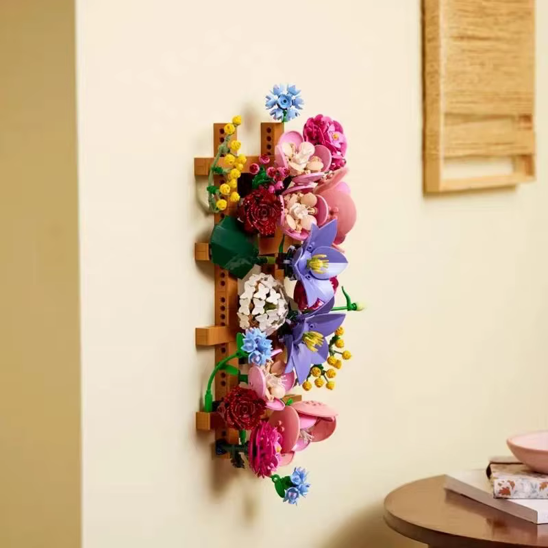 Blocs de construction muraux en forme de fleurs, modèle de fleurs colorées, éducatif, bricolage, déc