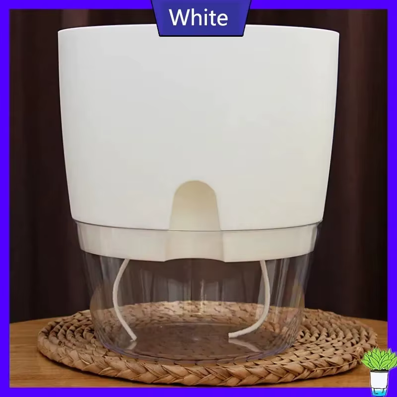 Pot de fleur en plastique Transparent Double couche, Pot de fleurs auto-arrosage, corde en coton, pe