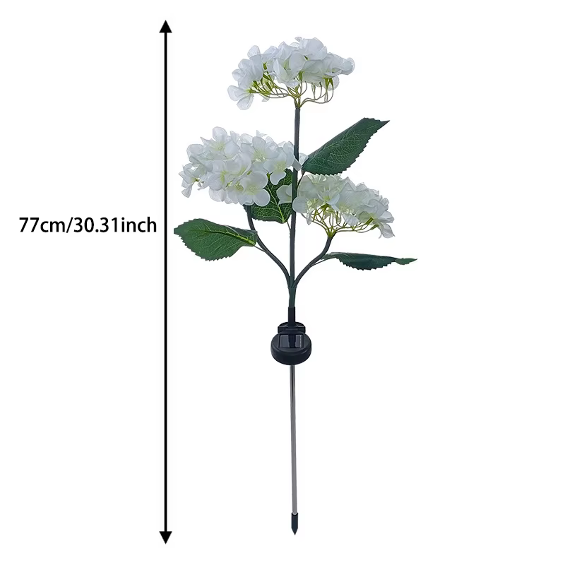 Lampes solaires en forme d'hortensia à 3 têtes, lumières LED artificielles en forme de fleurs, utili