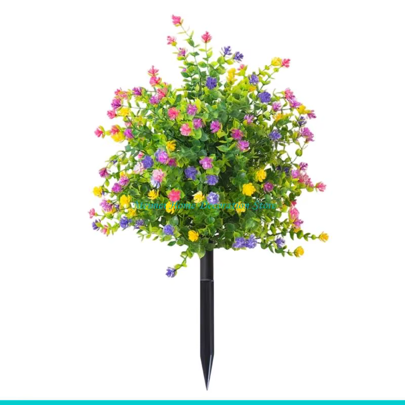 H7BF – feuilles plantes réalistes, fleur artificielle d'extérieur avec piquet pour jardin, Patio, po