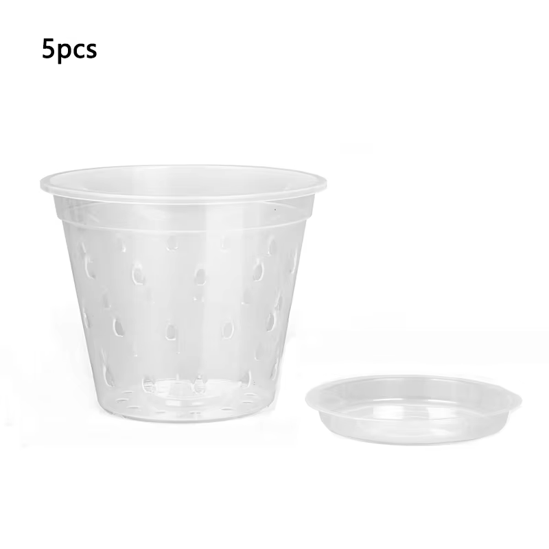 Pot d'orchidée Transparent 4/5/6/7 pouces, 5 pièces, Pot de jardinière avec trous et soucoupes, Pot 