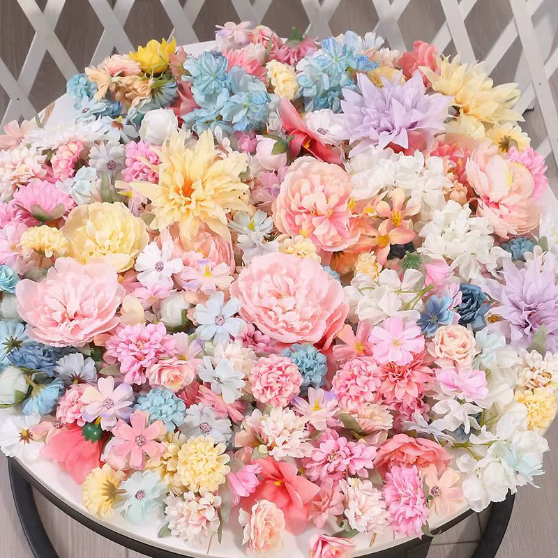 Mélange de fleurs artificielles en soie, plusieurs tailles, fausses fleurs pour décoration de maison