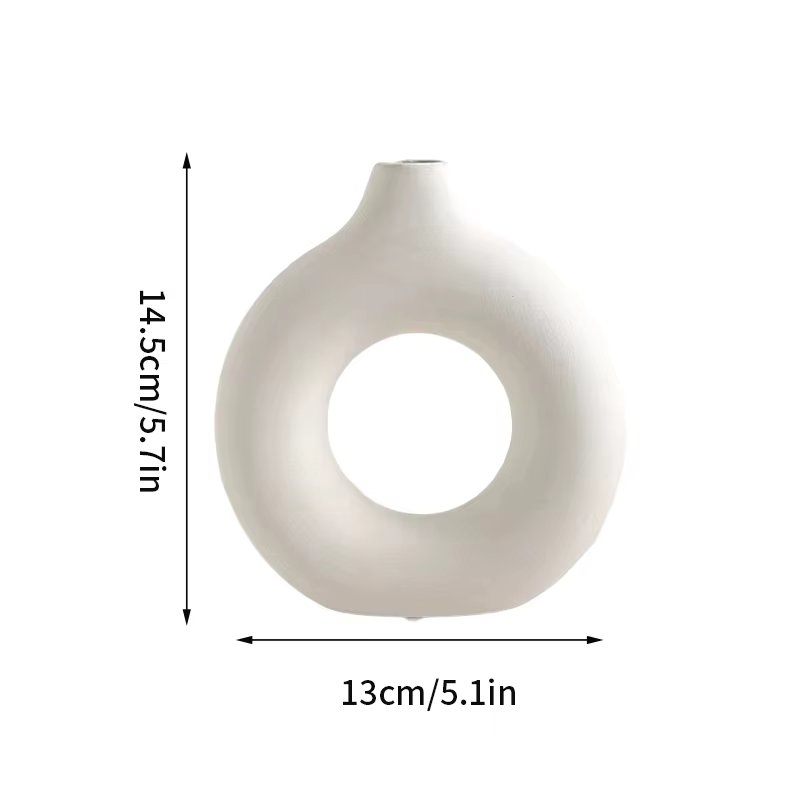 Vase blanc nordique-plastique aspect céramique pour décor moderne, bureau et salon Pot de fleur