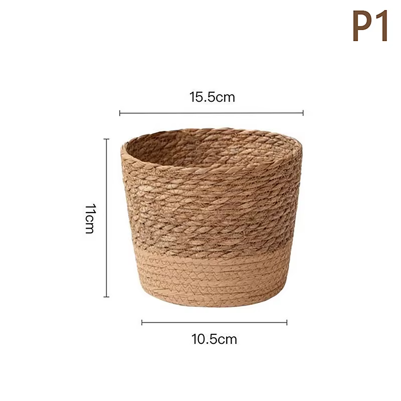 Pot de plantes à fleurs tissées en paille, 1 pièce, panier en osier, panier de rangement de pots de