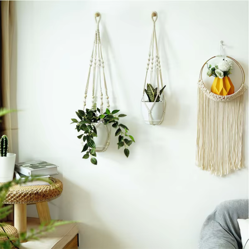 Cier de suspension pour plantes en macramé fait à la main, Pot de fleur, décoration suspendue pour b