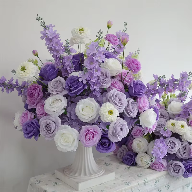 Bébé bleu rose delphinium grande boule de fleurs centre de Table événement décor de mariage route pl