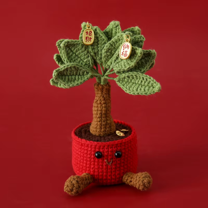 Plantes au crochet créatives en Pot, Pot de plantes tricoté mignon, décoration de blé artificiel, ca