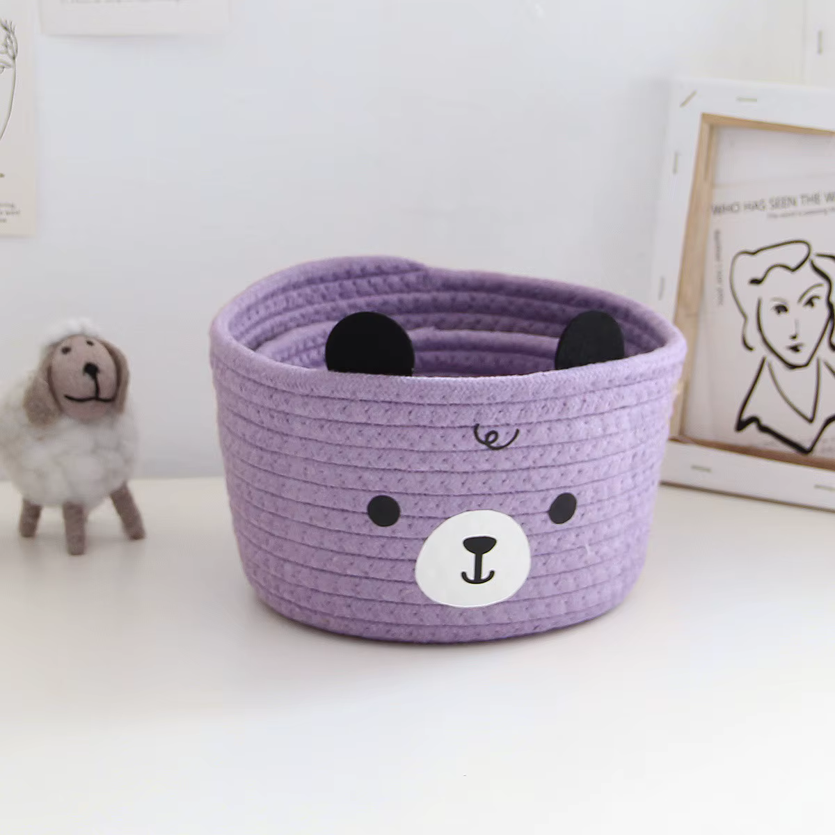 Paniers de rangement mignons en rotin tissé, décoration de chambre à coucher, étui de rangement pour