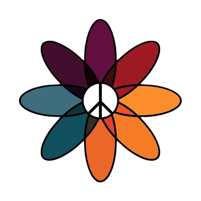 Autocollant de voiture en PVC Flower Power Peace pour moto camping-car-accessoire de décalcomanies d