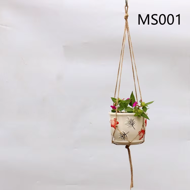 Pot de fleur corde de chanvre filet suspendu paille macramé plante cintre Pot de fleur support de ja