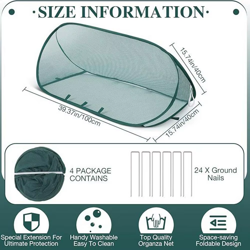 Filet de protection pliable pour plantes, filet pop-up, couvre-rangées de jardin avec 6 piquets de f