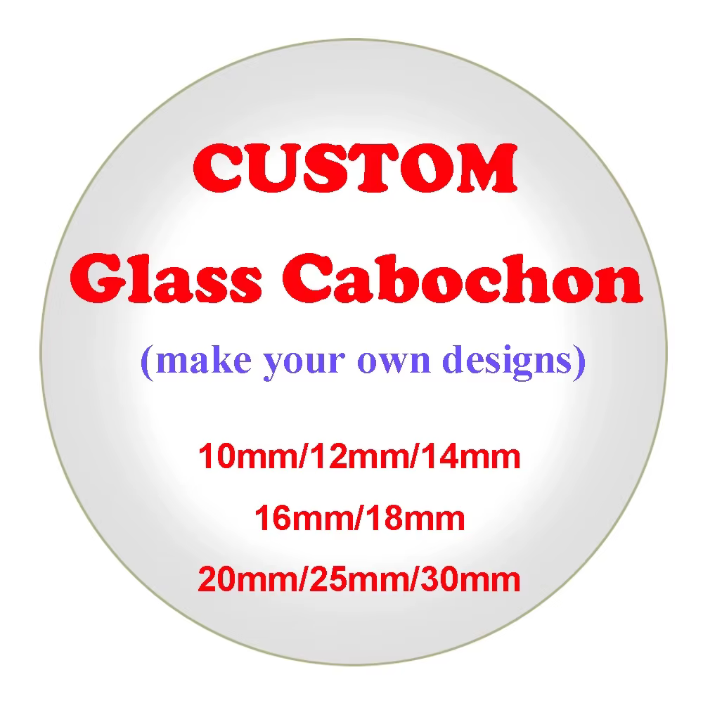 50pcs/100 pièces Cabochon rond en verre de conception personnalisée 12mm/14mm/16mm/18mm/20mm/25mm de