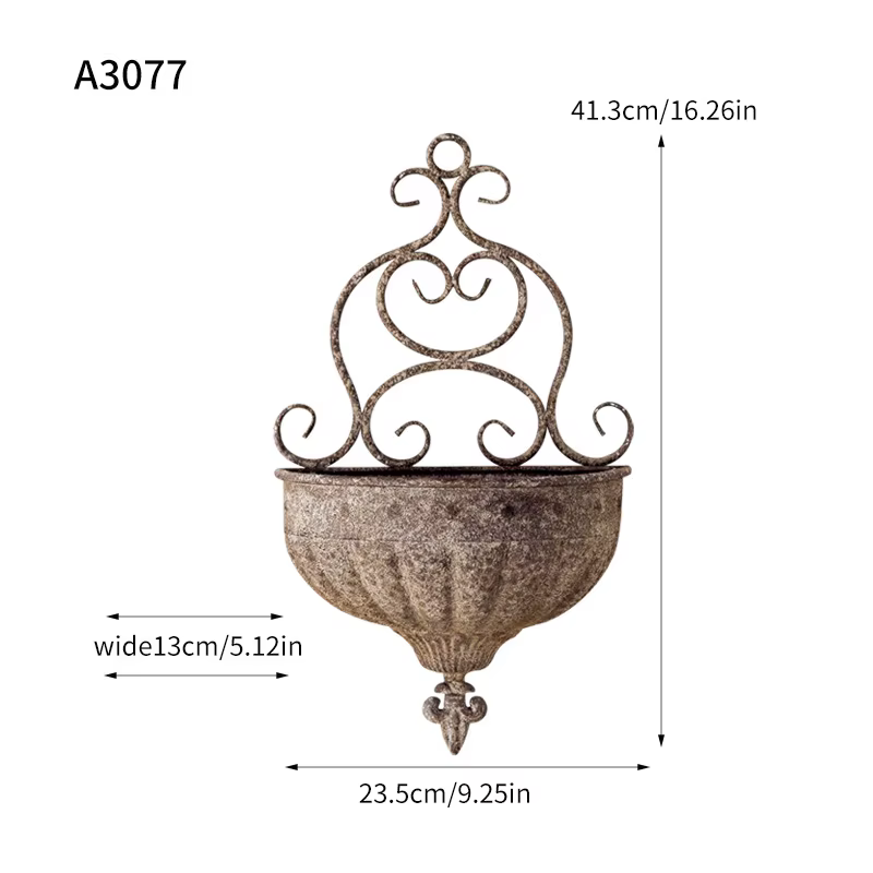 Jardinière de fleurs murale en fer Vintage, support de plantes en métal suspendu rustique, décoratio