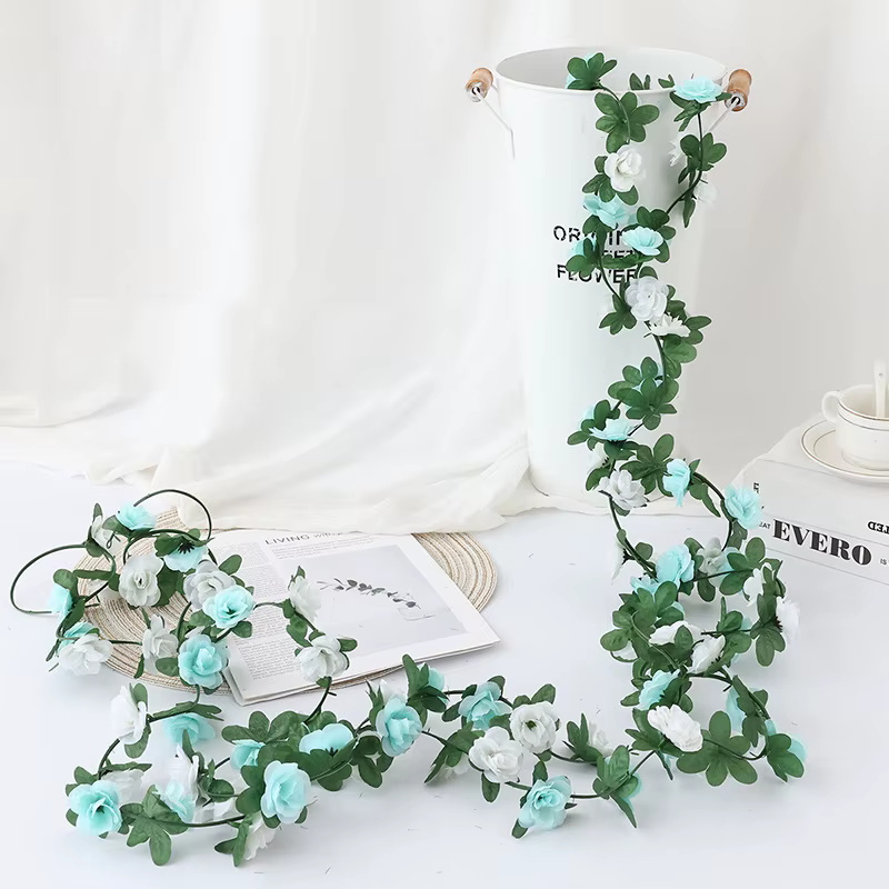 Guirlande de roses artificielles de 2,5 m pour mariage, décoration de la maison, fête, arche, fond d