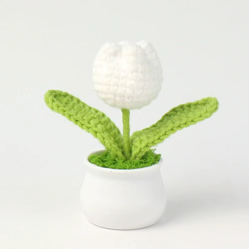 Mini pots de fleurs en crochet en forme de tulipe, finis, pour artisanat DIY tendance, fleurs artisa