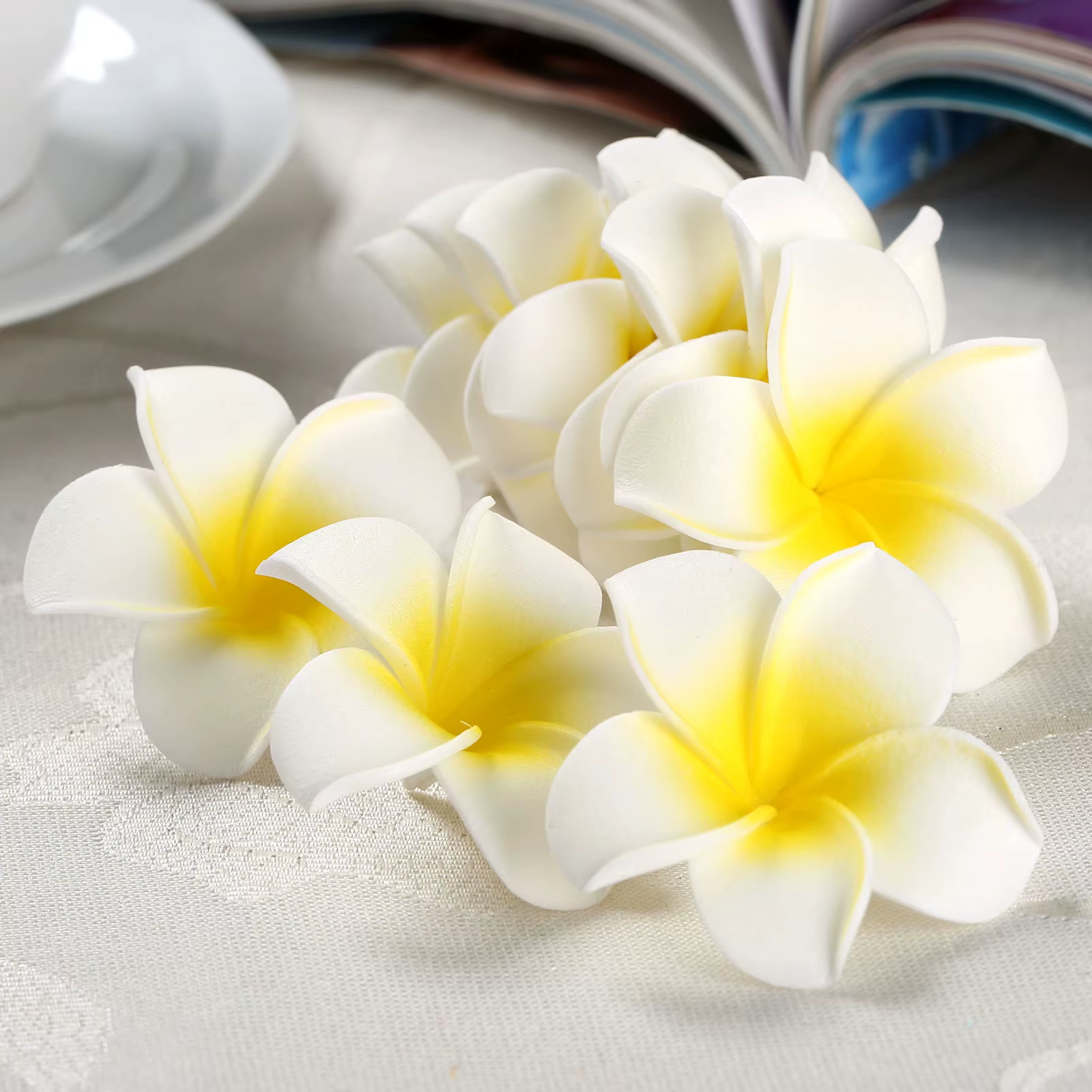 Fausses fleurs de Frangipanier en mousse, Plumeria artificielle Rubra, pour bricolage, artisanat, fê