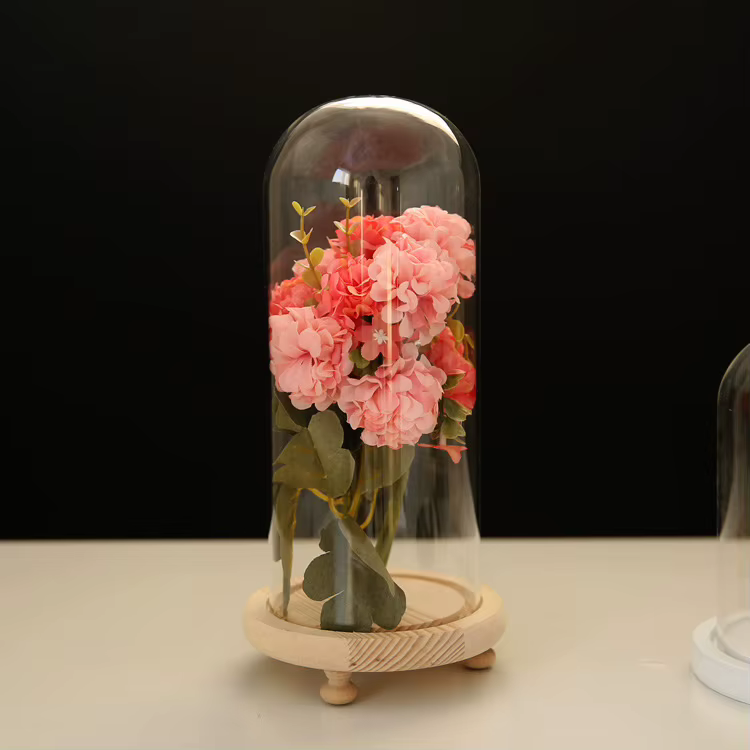Présentoir de table couvercle en verre Terrarium conteneur décor fleurs sèches ornements artisanat c