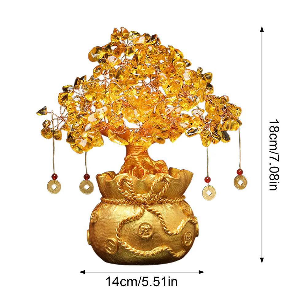 Arbre d'argent Citrine chinois Feng Shui Fa Cai cristal Yuanbao arbre de Fortune d'argent pour la ri