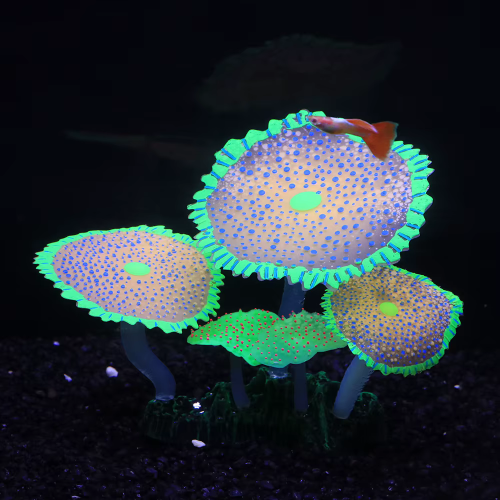 Décoration de corail fluorescent en silicone pour aquarium avec plantes lumineuses pour l'aménagemen