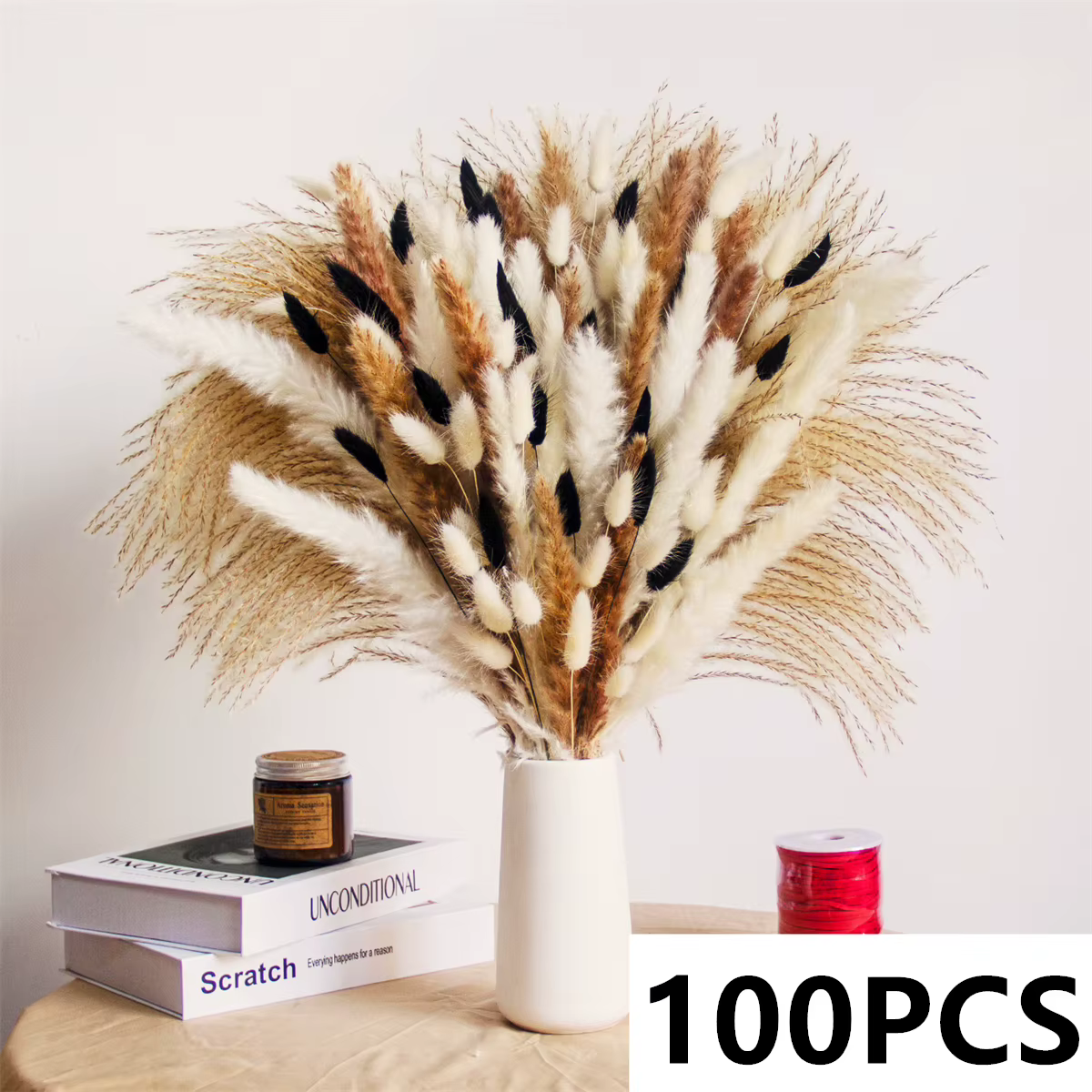 Fleurs séchées naturelles, pampas, bouquet de décoration de mariage, style bohème, phragmites, herbe