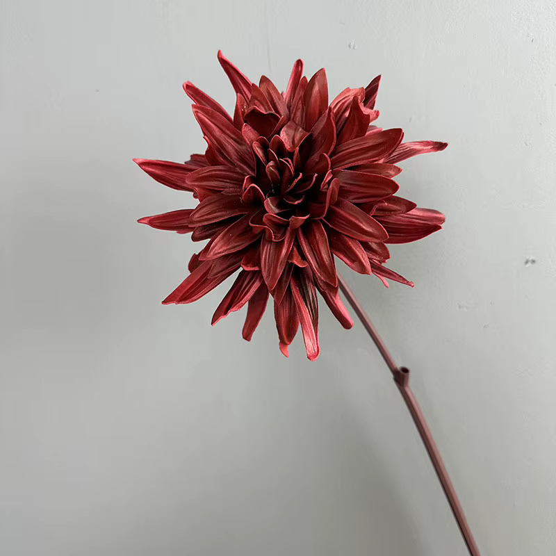 6 pièces de dahlias roses en PU, fleurs artificielles au toucher réel, décoration de jardin, simulat