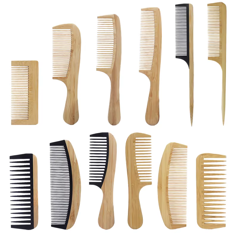 1 peigne en bambou naturel et bois, cheveux lisses, massage antistatique du cuir chevelu, peigne en 