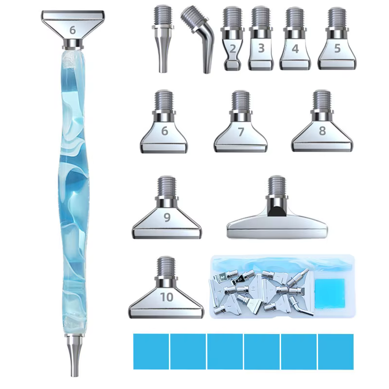 Kit d'accessoires pour stylo de peinture au diamant, 12 embouts métalliques filetés avec 6 pièces de