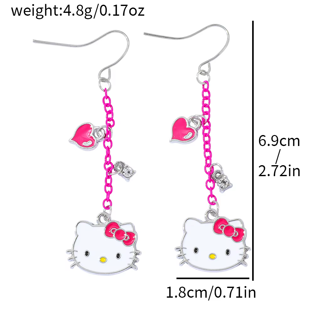 Boucles d'oreilles Hello Kitty, pendentif d'oreille à breloques mignonnes, accessoire de bijoux à la