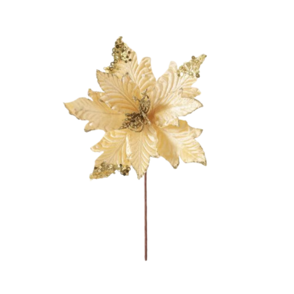 25 cm noël Poinsettia paillettes fleur grand flocage artificiel fleur de noël paillettes réaliste si