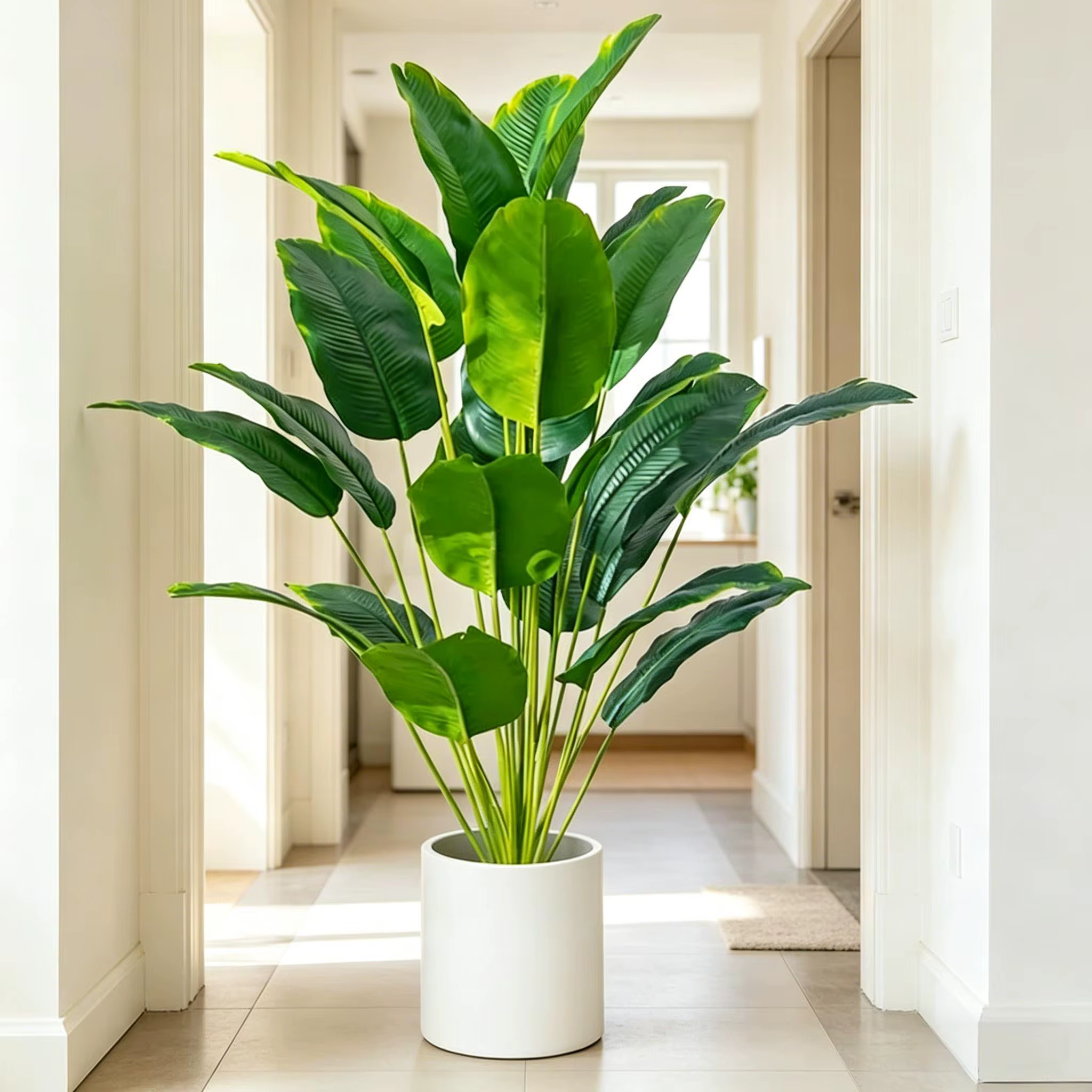 Plante artificielle Faux Palmier Oiseau de Paradis 67-112cm, Grandes feuilles de bananier artificiel