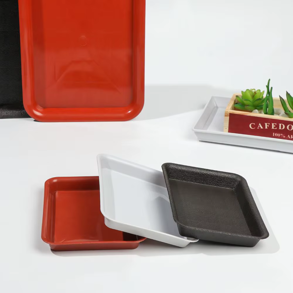Pot de fleur en plastique pour l'intérieur et l'extérieur, plateaux d'égouttement, plante rectangula