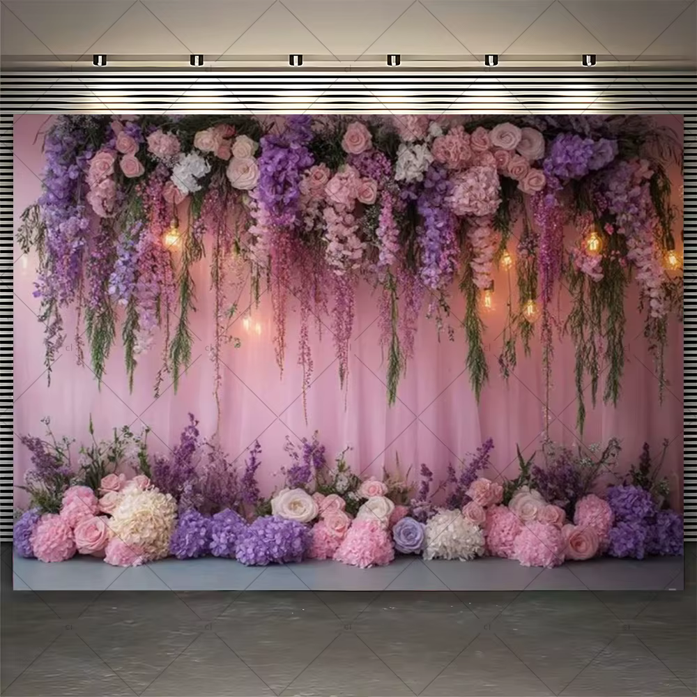 Mur de fleurs florales, arrière-plan de séance Photo, mariage, réception nuptiale, cérémonie de fian