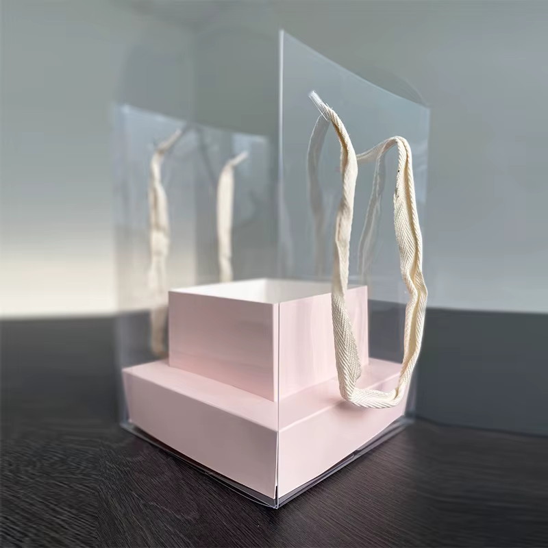 Boîte d'emballage pour fleurs roses, boîte en papier transparente imperméable pour arrangement flora