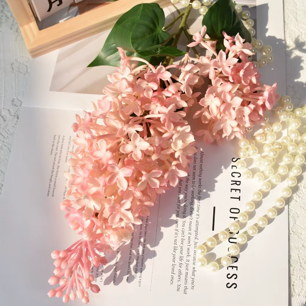 Fleur lilas artificielle en Silicone rose violet, 75 Cm, fausses plantes artificielles, Simulation d