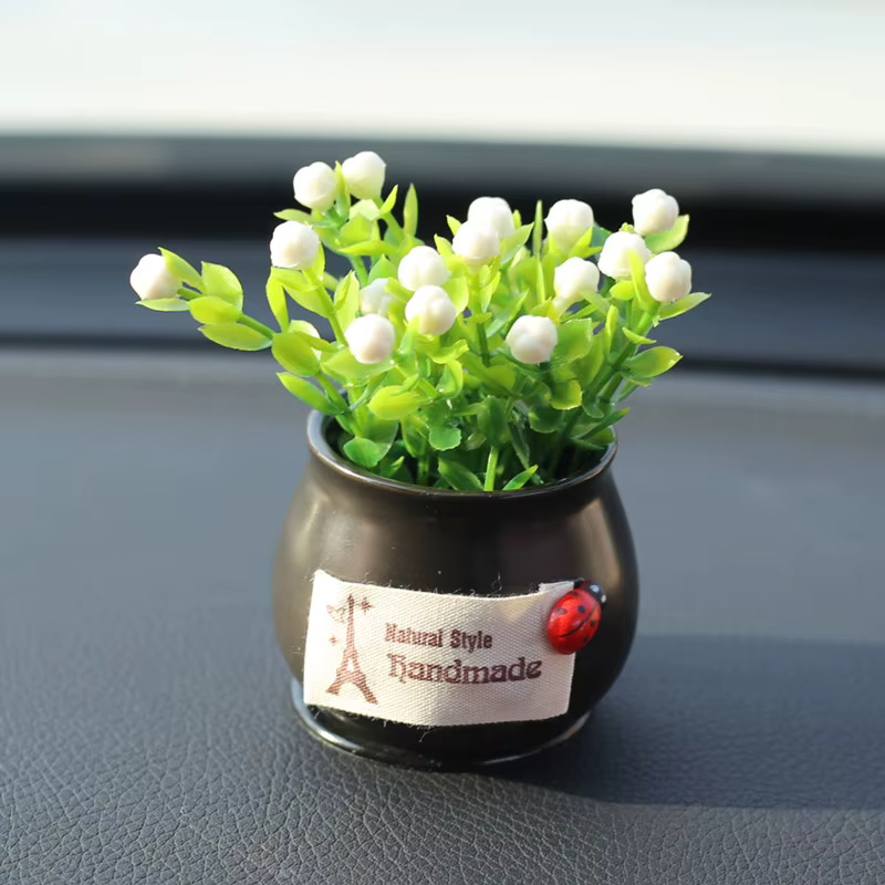 Plante porte-bonheur en pot, décoration créative pour voiture, fleur d'amour, pot en céramique, orne