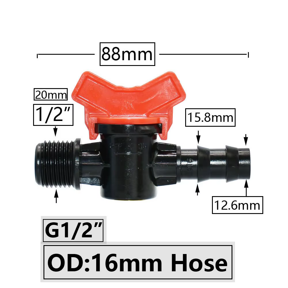 Mini Valve barbelée pour tuyau de jardin, connecteurs barbelés avec filetage de 1/2 3/4 pouces, racc