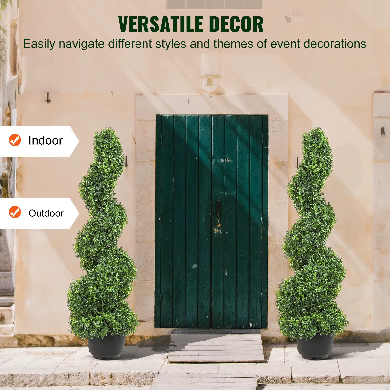 SucceBuy 1/2 pièces tour de buis artificielle topiaire spirale plante artificielle 24/36/48 pouces d