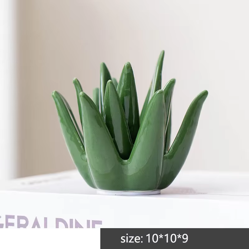 Anneau Cactus en céramique nordique Aloe Vera, bijoux, boucles d'oreilles, décoration de bureau, étu