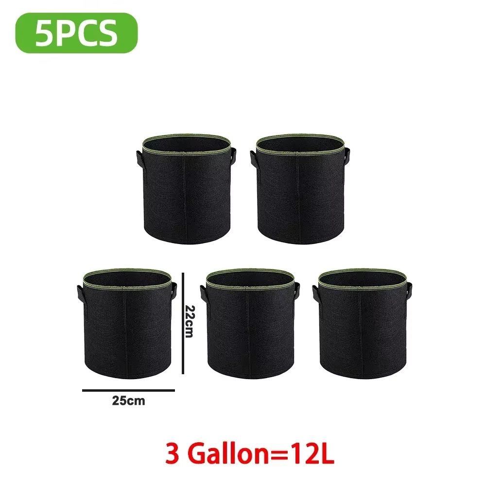 Lot de 5 sacs de culture en feutre pour plantes, 3/4/5/7/10 gallons, en tissu respirant, réutilisabl