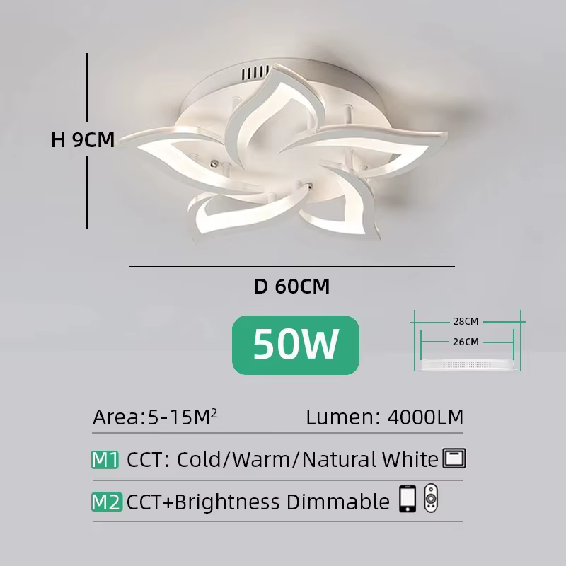 Plafonnier LED intelligent en forme de fleur, design moderne, avec télécommande, luminaire décoratif