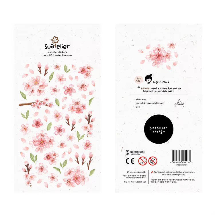 Autocollant Suatelier 1086 « Fleur d'eau » – Décoration DIY pour Junk Journal, Agenda, Scrapbooking 