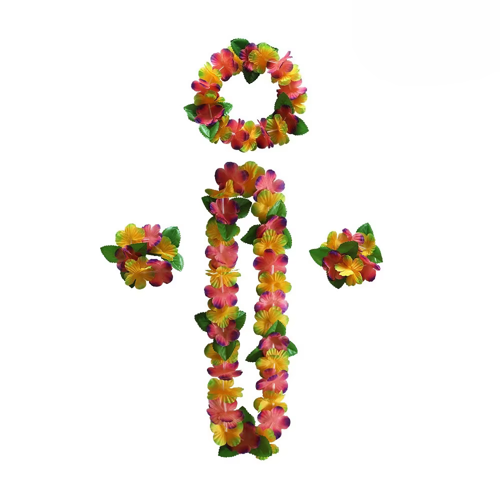 Ensemble de guirlandes de fleurs tropicales de 12 couleurs, collier, bandeau, bracelet, décoration d