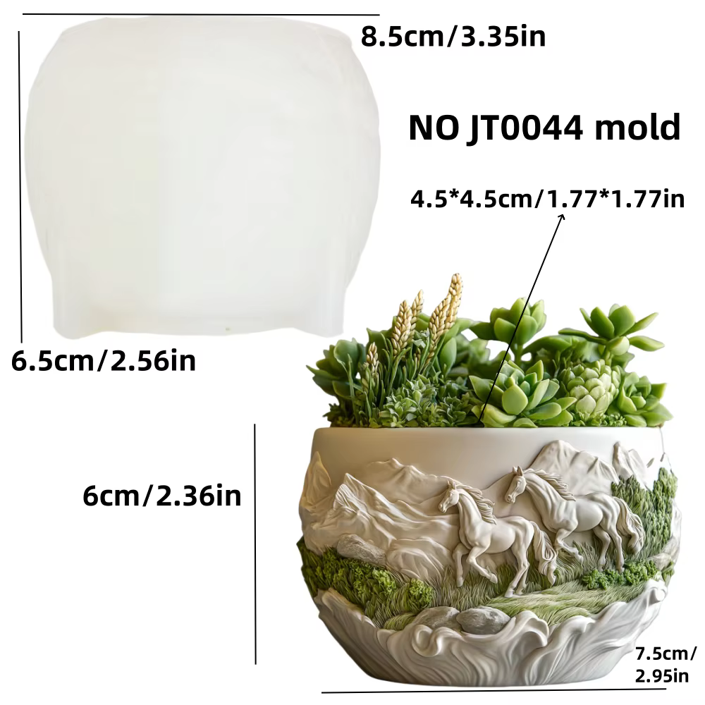 Étalon de course en relief plante succulente pot de fleurs résine silicone moule prairie cheval de g