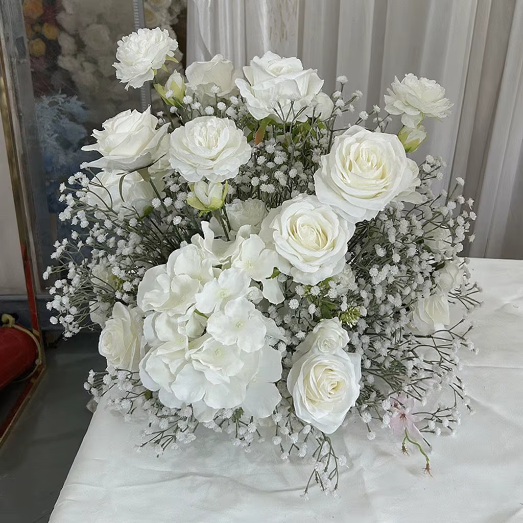 Boule de fleurs de gypsophile artificielle pour la décoration de scène de mariage, de table, de salo