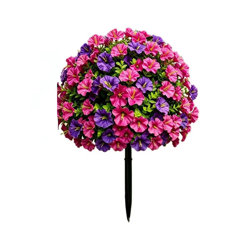Fleurs artificielles de gloire du matin avec piquet de fixation au sol, bouquet artificiel, ornement