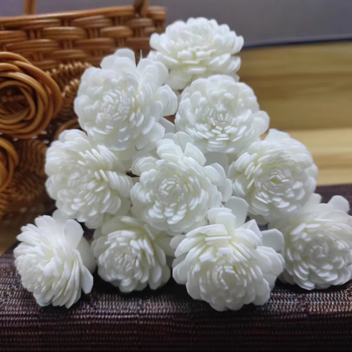 10 bâtonnets diffuseurs d'arômes et fleurs en mousse blanches, bâtonnets diffuseurs d'arômes en fibr