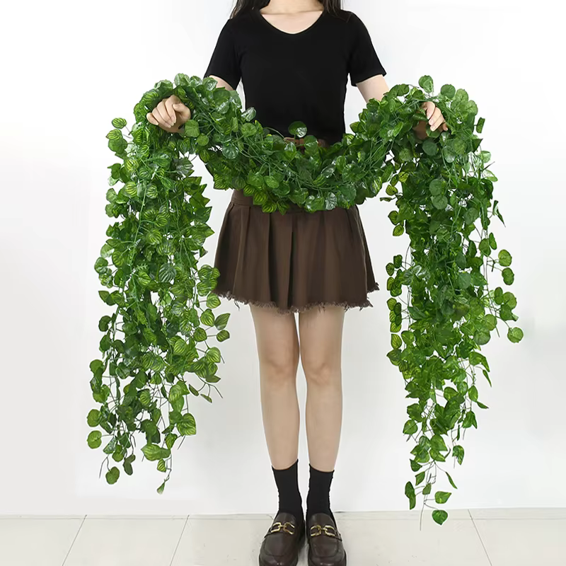 Guirlande de feuilles de lierre vert artificielles de 2.1M, vigne murale suspendue en soie, décorati