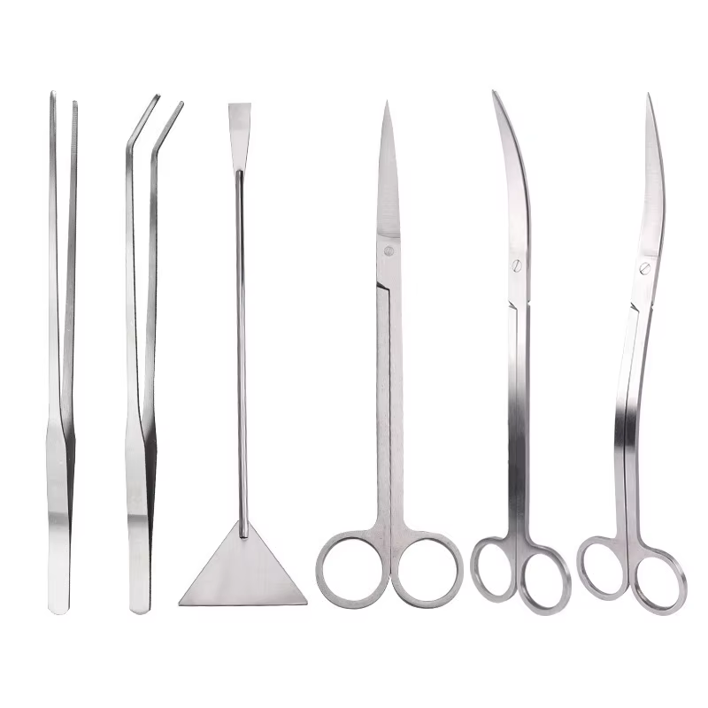 Ensemble d'outils de ciseaux d'aquarium, ciseaux ondulés, pincettes pour plantes, herbes, outils de