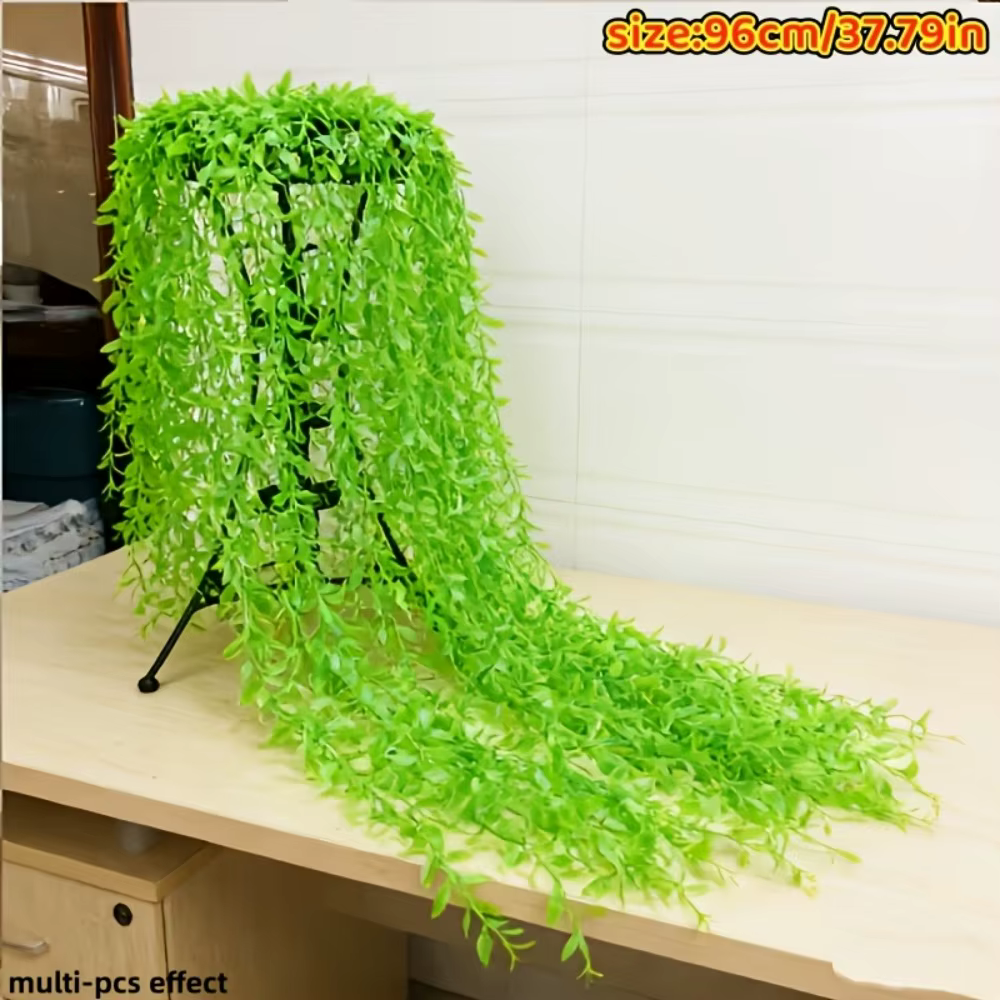 Lot de 10 Branches de Saule Pleureur Artificielles, Feuilles Décoratives, Plantes Vertes, Décoration
